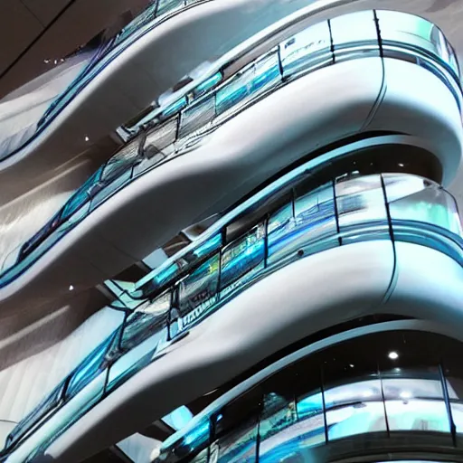 Image similar to futuristic escalater, realistic