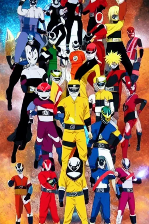 Image similar to naruto versus power rangers