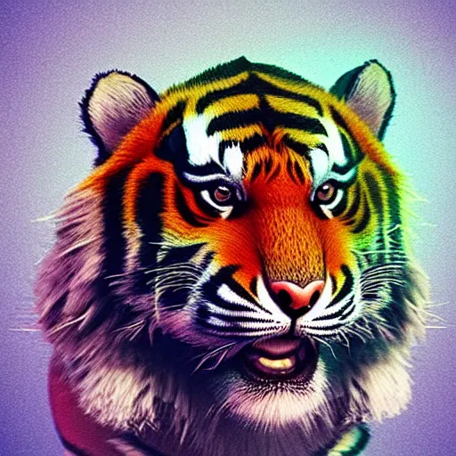 Image similar to Male masculin Furry Tiger as Police ,fullbody, Rainbow Background, 8k Photo Realistic