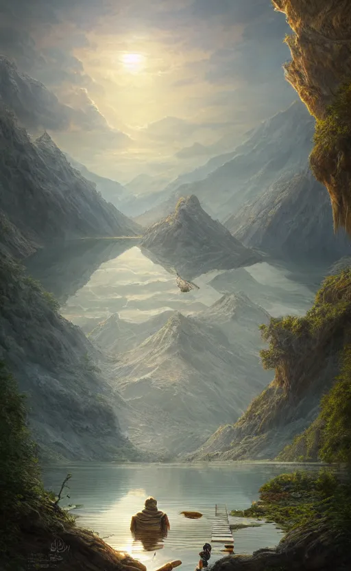 Image similar to lake godness, highly detailed, d & d, water everwhere fantasy, highly detailed, digital painting, trending on artstation, concept art, sharp focus, global illumination, ray tracing, illustration, art by artgerm and greg rutkowski and fuji choko and viktoria gavrilenko and hoang lap