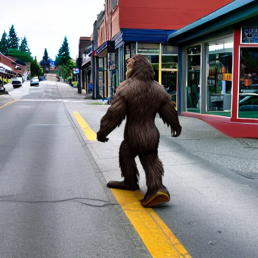 Image similar to bigfoot walking down the street in downtown Bremerton Washington