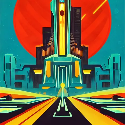 Image similar to an art deco painting of giant robots stomping on cities, and shooting laser beams from their eyes, city on fire, by tom whalen, behance contest winner, retrofuturism, poster art, reimagined by industrial light & magic