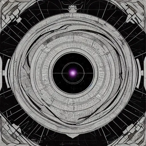 Prompt: art nouveau floor pattern, solar system, scifi inspired, foundation, thin lines, black and white by paul chadeisson, greg rutkowski