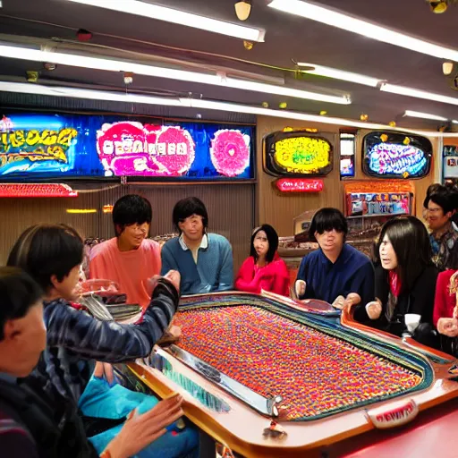 Image similar to a bunch of people at a pachinko parlor