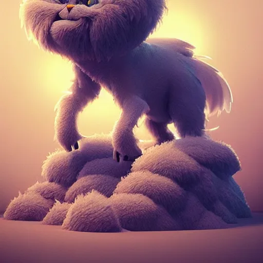 Prompt: fluff, cute:: by beeple and James Gilleard and Justin Gerard :: ornate, dynamic, particulate, intricate, elegant, highly detailed, centered, artstation, smooth, sharp focus, octane render, 3d