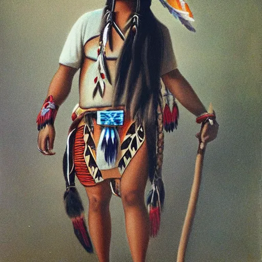 Image similar to 2 d native american walking to the right