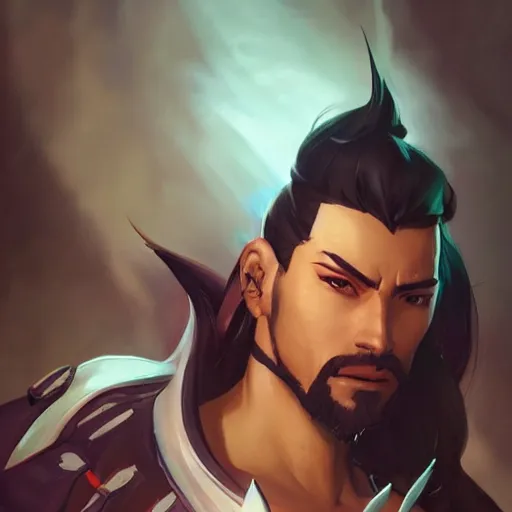 Image similar to hanzo from overwatch, digital painting, artstation, concept art, smooth, sharp focus, illustration, art by artgerm and greg rutkowski and alphonse mucha