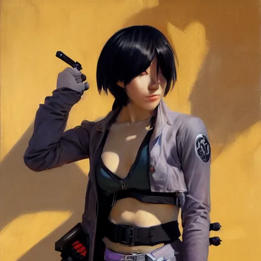 Prompt: greg manchess portrait painting of shinazaki rika aka lisbeth as overwatch character, medium shot, asymmetrical, profile picture, organic painting, sunny day, matte painting, bold shapes, hard edges, street art, trending on artstation, by huang guangjian and gil elvgren and sachin teng