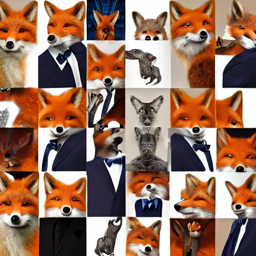 Image similar to photorealistic music album cover, with foxes animals dressed in suits, all looking at camera, studio lighting, award winning photograph, 8 5 mm f / 1. 4