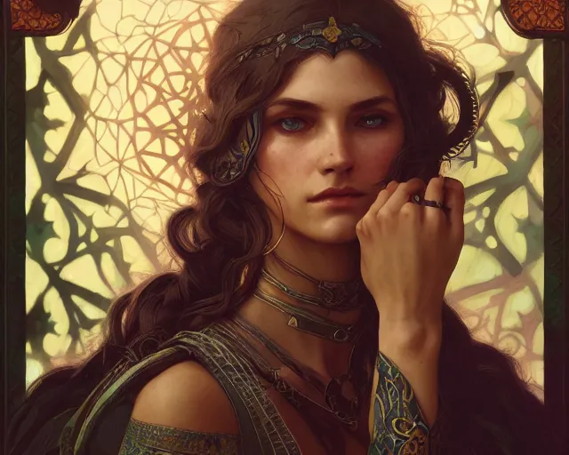 Prompt: photography of anni albers, deep focus, d & d, fantasy, intricate, elegant, highly detailed, digital painting, artstation, concept art, matte, sharp focus, illustration, hearthstone, art by artgerm and greg rutkowski and alphonse mucha