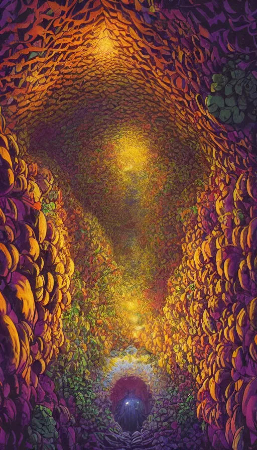 Image similar to The luminous floral cavern, italian futurism, Dan Mumford, da vinci, Josan Gonzalez