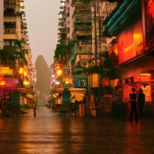 Image similar to rio de janeiro street, wong kar wai, hyper - realistic, 8 k