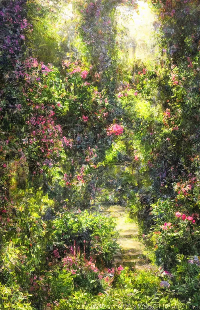 Image similar to an afternoon in the secret garden, light rendering