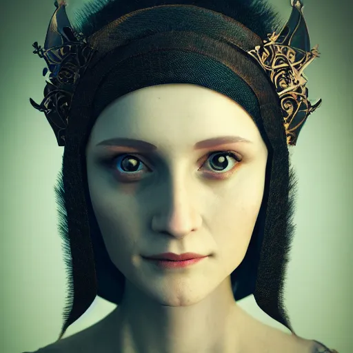 Image similar to portrait of a woman, renaissance style, star wars character, volumetric lights, symmetry, headpiece, trending on artstation, sharp focus, leica, studio photo, intricate details, highly detailed