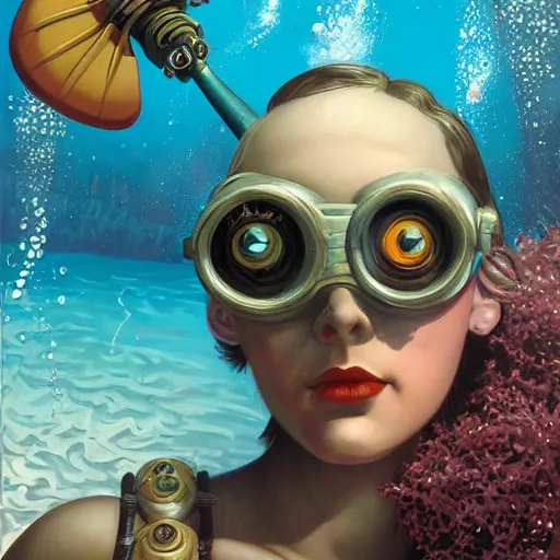 Image similar to lofi underwater bioshock beach model portrait, Pixar style, by Tristan Eaton Stanley Artgerm and Tom Bagshaw.