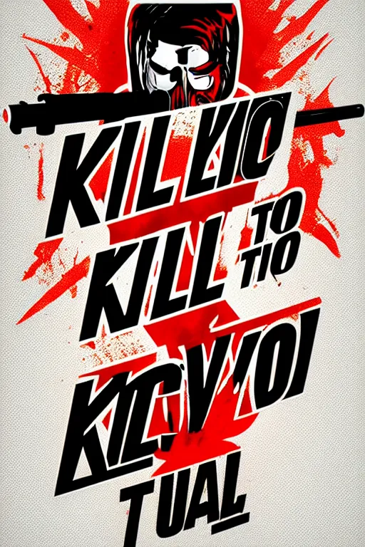 Image similar to kill to survive, shoot to kill logo. pop art, no duplicate image, glowing lights, highly detailed, digital painting, artstation, concept art, smooth, sharp focus, illustration, art by richard hamilton and mimmo rottela