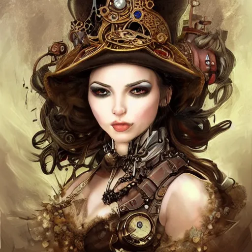 Prompt: portrait painting of a steampunk princess, ultra realistic, concept art, intricate details, eerie highly detailed