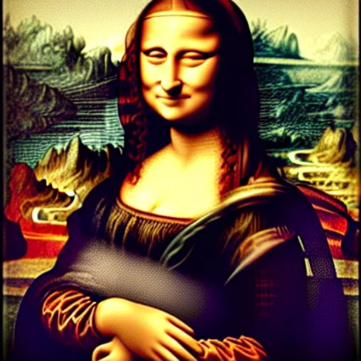 Image similar to the mona lisa but with a cats face