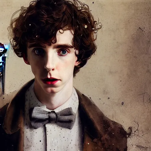 Prompt: portrait of a hybrid of freddie highmore and benedict cumberbatch and timothee chalamet and eddie redmayne like the doctor who, photo realistic, highly detailed, perfect face, fine details, by carl spitzweg, ismail inceoglu, vdragan bibin, hans thoma, greg rutkowski, alexandros pyromallis