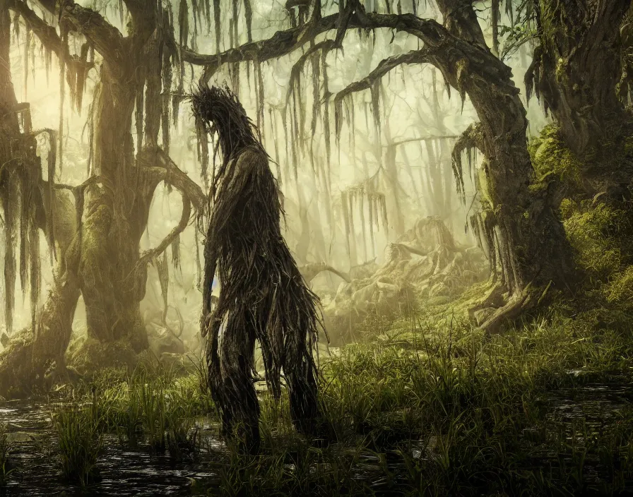 Image similar to swamp monster, realistic, beautiful texture, beautiful graphics, fantasy artwork, very beautiful scenery, hd, hdr, ue 5, ue 6, unreal engine 5, cinematic 4 k wallpaper, 8 k, ultra detailed