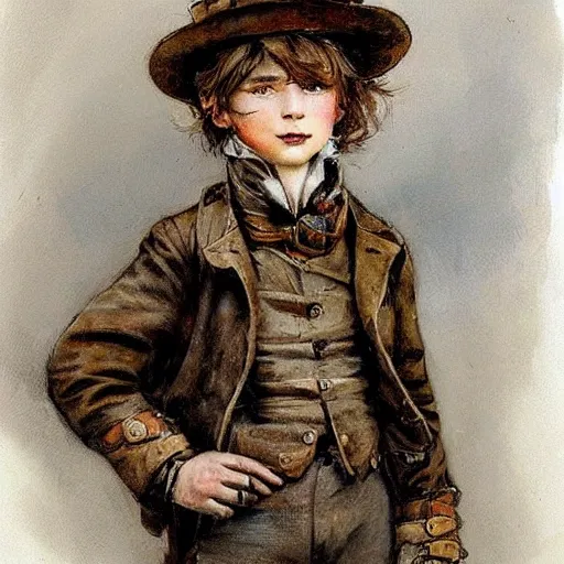 Image similar to (((((portrait of boy dressed as steampunk explorer . muted colors.))))) by Jean-Baptiste Monge !!!!!!!!!!!!!!!!!!!!!!!!!!!