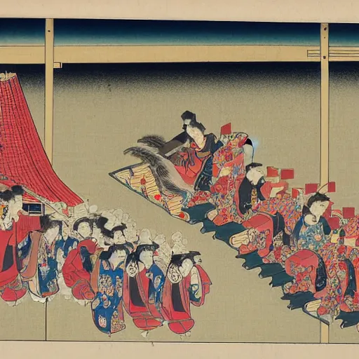 Image similar to royal procession, ukiyo-e
