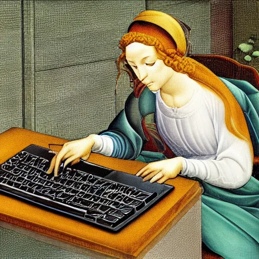 Image similar to turtle typing on a computer at the office by botticelli hd