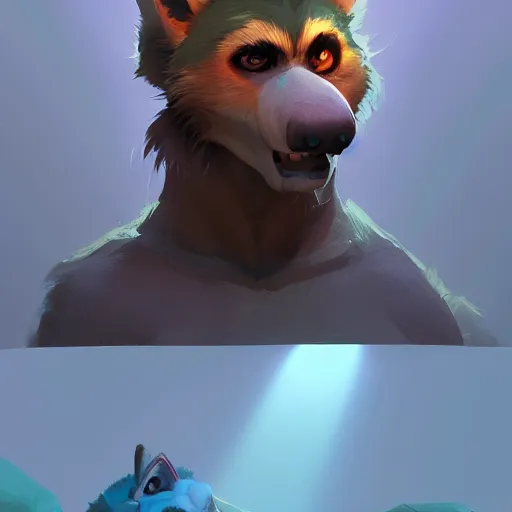 Image similar to Portrait of a Gnoll, mattepainting concept Blizzard pixar maya engine on stylized background splash comics global illumination lighting artstation lois van baarle, ilya kuvshinov, rossdraws