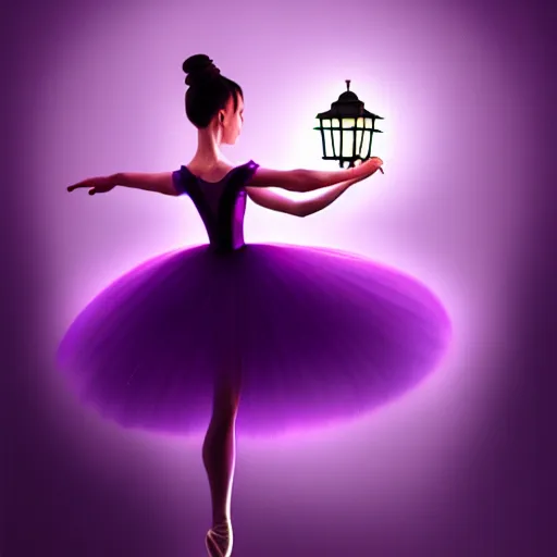 Image similar to a ballerina in purple holding a lantern, concept art by li fangying, artstation contest winner, fantasy art, dark and mysterious, artstation hd, concept art