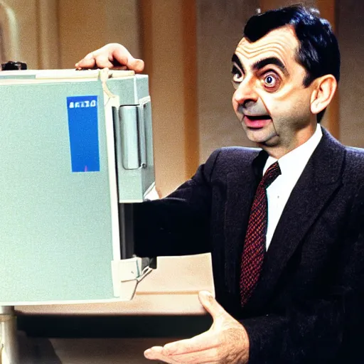 Image similar to Mr Bean find the nuclear launch codes, 1988