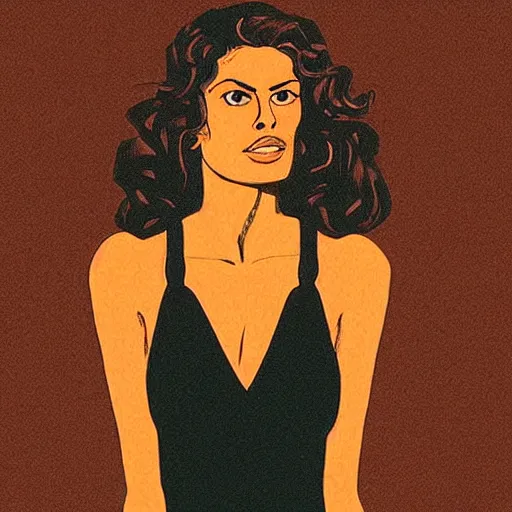 Prompt: “ eva mendes retro minimalist portrait by jean giraud, moebius starwatcher comic, 8 k ”