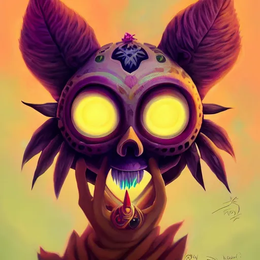 Prompt: a painting of majora's mask skull kid, art by lois van baarle and loish and ross tran and rossdraws and sam yang and samdoesarts and artgerm and saruei and disney, digital art, highly detailed, intricate, sharp focus, trending on artstation hq, deviantart, unreal engine 5, 4 k uhd image
