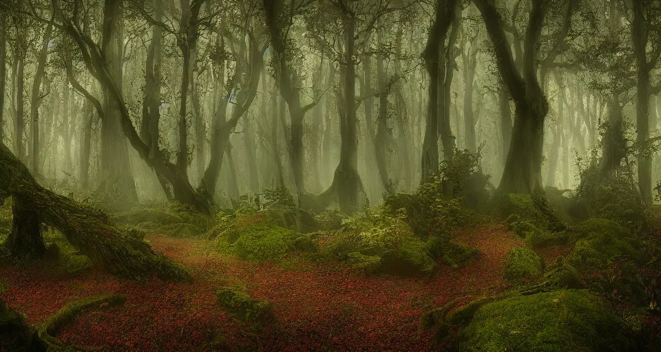 Prompt: Enchanted and magic forest, by Jesper Esjing