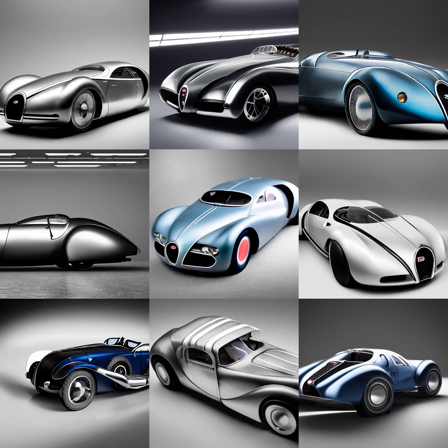 Image similar to a futuristic bugatti type 5 7 sc atlantic concept, studio lighting