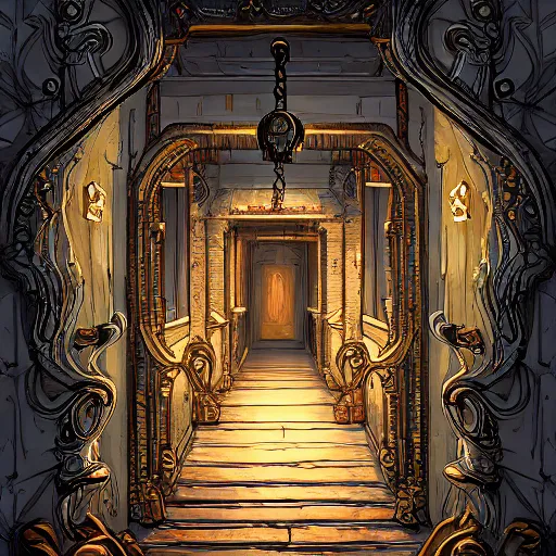 Image similar to a room with one hundred doors with latches, concept art, trending on artstation, highly detailed, intricate, sharp focus, digital art, 8 k