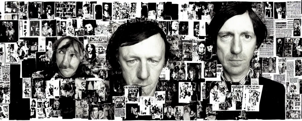 Prompt: a photo-montage portrait of a very ordinary person, by Gee Vaucher, Crass records, zine, black and white, collage, Highly Detailed