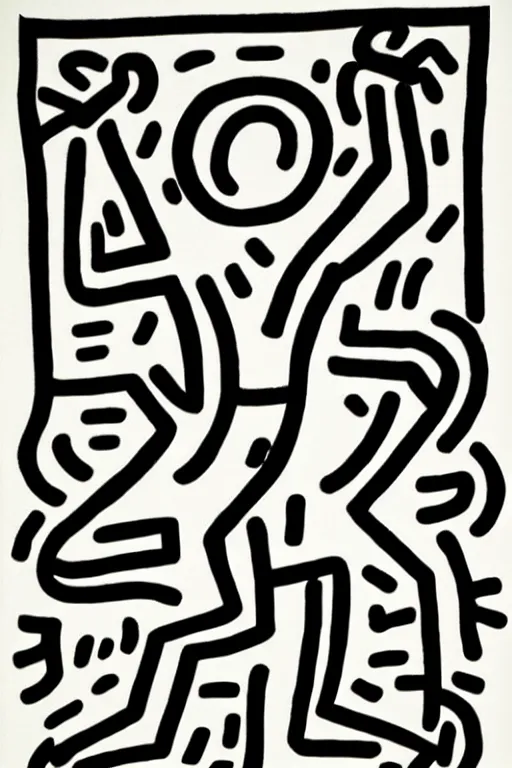 Prompt: A muscular man by Keith Haring.