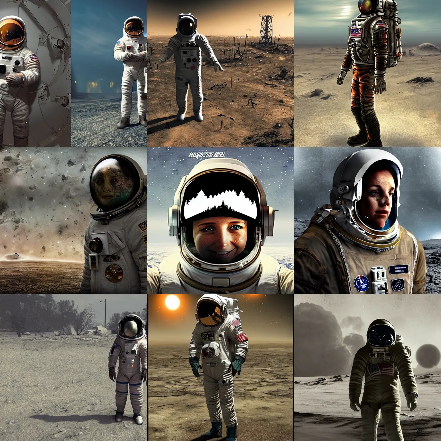 Prompt: Astronaut in post apocalyptic world , photo realistic