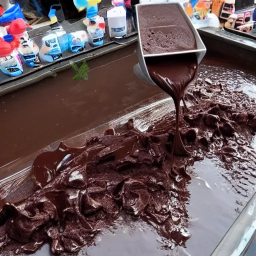 Image similar to tsunami of liquid chocolate on new york