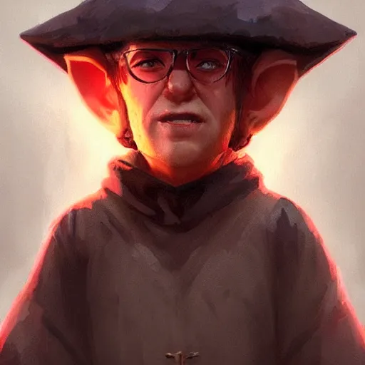 Prompt: Portrait of a young gnome wizard, epic, ominous, cinematic, art by artgerm and greg rutkowski, trending on artstation.