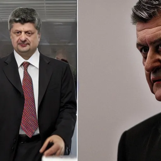 Image similar to Petro Poroshenko as the American Psycho, cinematic still