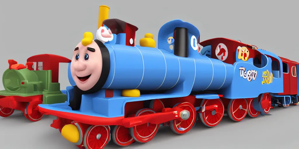 Image similar to dream new original cartoon train 3 d model choo choo tank engine children's character ham boy meme