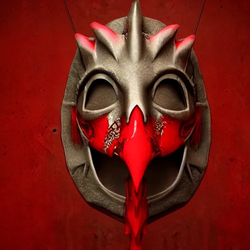 Prompt: bloody ritual mask, octane render, ornate, red, 3d render