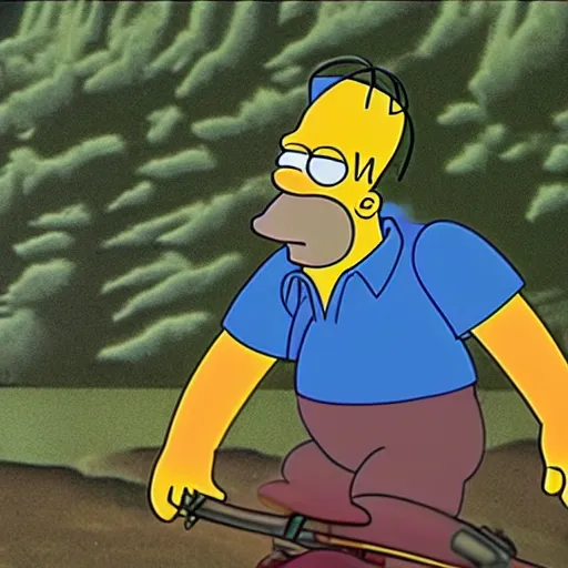 Prompt: A still of Homer simpson in Castaway