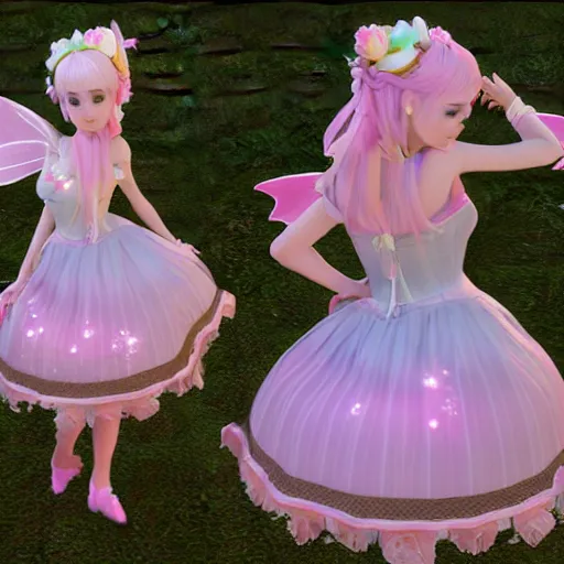 Image similar to ethereal ice cream faerie princess in a lolita dress jrpg 3D render 4k resolution