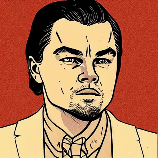 Image similar to “ leonardo dicaprio retro minimalist portrait by jean giraud, moebius starwatcher comic, 8 k ”