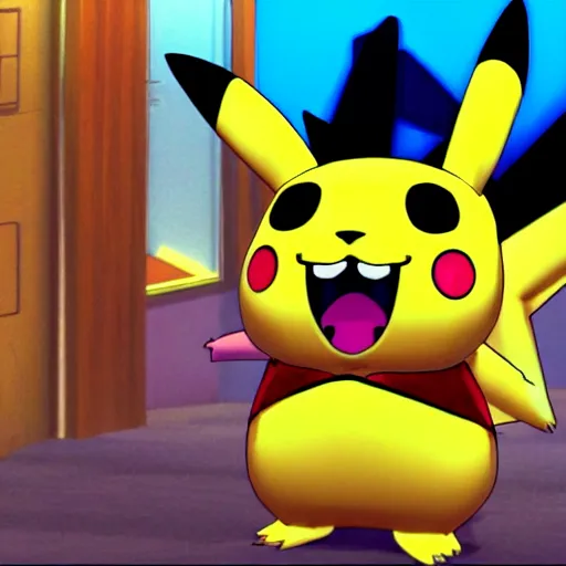 Prompt: pikachu as a scary animatronic in the game Five Nights at Freddy’s