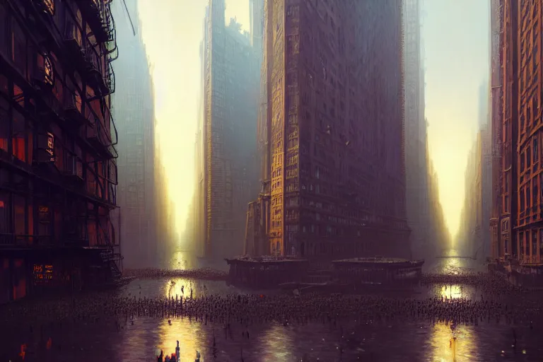 Prompt: a hyper - detailed 3 d render of a solarpunk new york city, surreal concept art, lifelike, photorealistic, digital painting, aesthetic, smooth, artstation hd, by greg rutkowski, klimt and nixeu and ian sprigger and wlop and krenz cushart,