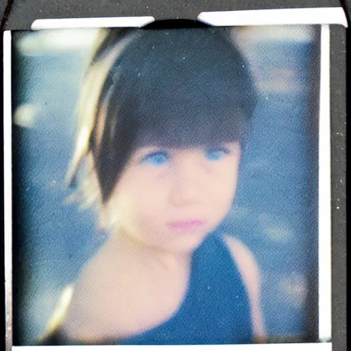Prompt: Instax portrait of a blue eyed girl
