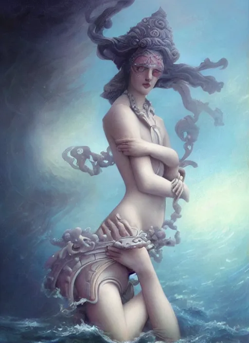 Image similar to a statue under the sea, by tom bagshaw,